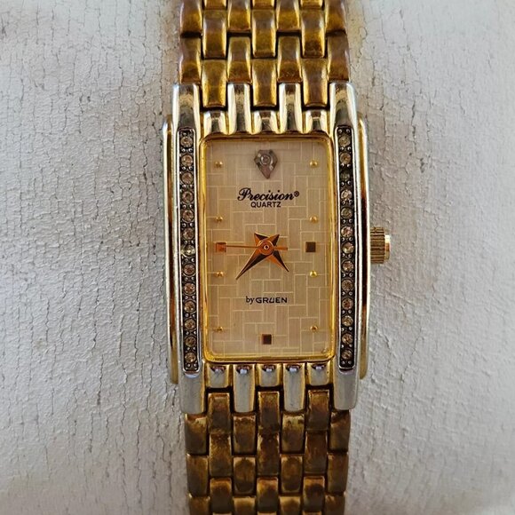 Precision by Gruen Vintage Wristwatch Gold Tone Quartz Analog Wrist Watch - Picture 3 of 11